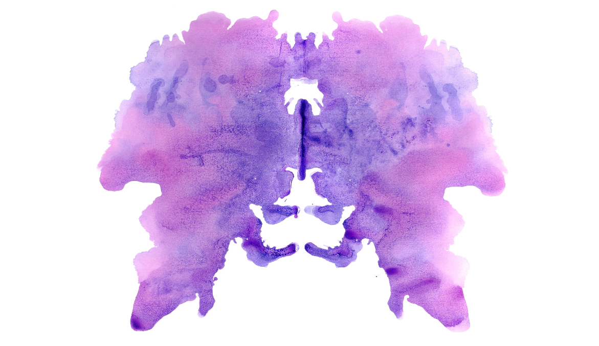 A Rorschach-style inkblot, an icon of psychological assessment
